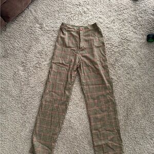 Brandy Melville Brown Checkered Trousers